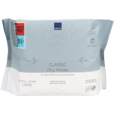 ABENA Classic Dry Wipes Pack of 65 Wipes 30 x 38cm Multifunctional Cleansing Wipes Hygiene Wipes Easy & Effective Everyday Cleaning Disposable Towels Absorbency Level 3 ABENA Classic Dry Wipes Pack of 65 Wipes 30 x 38cm Multifunctional Cleansing Wipes Hygiene Wipes Easy & Effective Everyday Cleaning Disposable Towels Absorbency Level 3