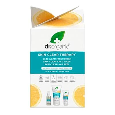Dr. Organic Dr Organic Skin Clear Therapy Set Moisturiser, Face Wash & AHA Peel Oil & Blemish Control, Pore Reducing & Clearer Skin Vegan, Cruelty, Paraben & SLS Free 50ml, 125ml & 30ml Bundle Dr. Organic Dr Organic Skin Clear Therapy Set Moisturiser, Face Wash & AHA Peel Oil & Blemish Control, Pore Reducing & Clearer Skin Vegan, Cruelty, Paraben & SLS Free 50ml, 125ml & 30ml Bundle