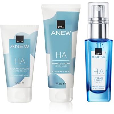 Avon Anew Hydrate Trio, Deep Hydration for Plumper Looking Skin, All in One Skincare Routine, Co-created by Dermatologists and Scientists, Cruelty Free Avon Anew Hydrate Trio, Deep Hydration for Plumper Looking Skin, All in One Skincare Routine, Co-created by Dermatologists and Scientists, Cruelty Free