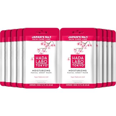 Hada Labo Tokyo Super Hyaluronic Acid Moisturising Facial Sheet Masks, For Age 18-39 (Pack of 10) Hada Labo Tokyo Super Hyaluronic Acid Moisturising Facial Sheet Masks, For Age 18-39 (Pack of 10)