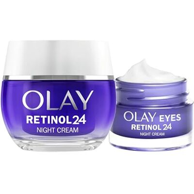 Olay Retinol 24 Night Cream Face Moisturiser 50ml + Eye Cream for Dark Circles 15ml. Skin care with Antioxidant Vitamin E Overnight Anti-Ageing Skin Care Olay Retinol 24 Night Cream Face Moisturiser 50ml + Eye Cream for Dark Circles 15ml. Skin care with Antioxidant Vitamin E Overnight Anti-Ageing Skin Care