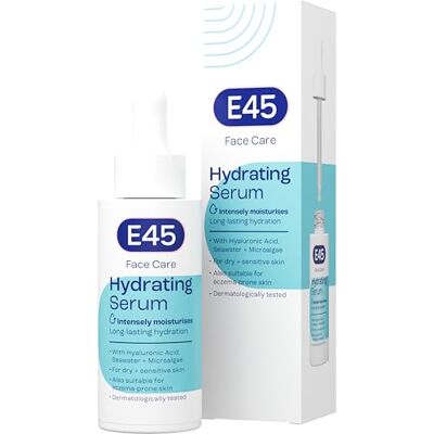 E45 Face Hydrating Serum Instant 48-Hour Hyaluronic Acid Formula for Dry, Sensitive & Eczema Prone Skin Rehydrating & Reinvigorating Serum – Perfume Free Dermatologically Tested 30ml E45 Face Hydrating Serum Instant 48-Hour Hyaluronic Acid Formula for Dry, Sensitive & Eczema Prone Skin Rehydrating & Reinvigorating Serum – Perfume Free Dermatologically Tested 30ml
