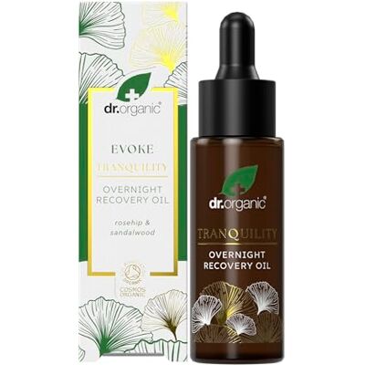 Dr. Organic Dr Organic Evoke Tranquility Overnight Recovery Oil, Hydrating Night Serum, Restore Skin, with Rosehip & Sandalwood, Vegan, Natural, Certified Organic, 30ml Dr. Organic Dr Organic Evoke Tranquility Overnight Recovery Oil, Hydrating Night Serum, Restore Skin, with Rosehip & Sandalwood, Vegan, Natural, Certified Organic, 30ml