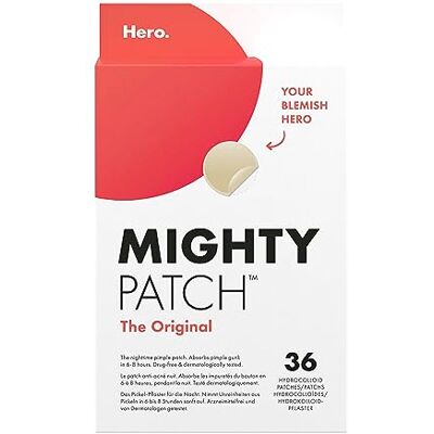 HERO COSMETICS Mighty Patch Original Spot Patches by , Day & Night Time Acne Treatment, Clear Spot Remover Hydrocolloid Patches, Anti Acne Dots, Spot Treatment Pimple Stickers 36 Patches HERO COSMETICS Mighty Patch Original Spot Patches by , Day & Night Time Acne Treatment, Clear Spot Remover Hydrocolloid Patches, Anti Acne Dots, Spot Treatment Pimple Stickers 36 Patches