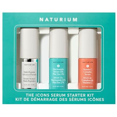 Naturium The Icons Serum Starter Kit Niacinamide 12% Plus Zinc 2%, Vitamin C Complex, Multi-Peptide Advanced Serum, 3 x 0.5 fl oz Naturium The Icons Serum Starter Kit Niacinamide 12% Plus Zinc 2%, Vitamin C Complex, Multi-Peptide Advanced Serum, 3 x 0.5 fl oz
