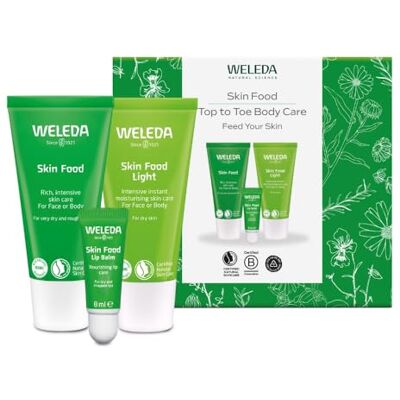 WELEDA Skin Food Top to Toe Gift Set, Skin Care Set Skin Food Original 30ml, Light 30ml & Lip Balm, for Women & Men, Multiple Uses, Certified Natural WELEDA Skin Food Top to Toe Gift Set, Skin Care Set Skin Food Original 30ml, Light 30ml & Lip Balm, for Women & Men, Multiple Uses, Certified Natural