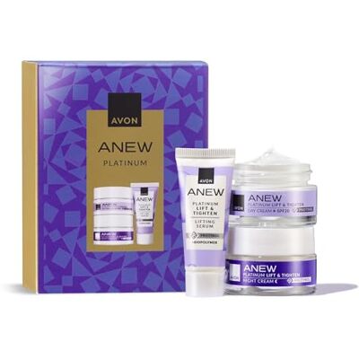 Avon Anew Platinum Mini Gift Set, with Night Replenishing Cream, Day Lifting Dual Eye System & Lift and Tighten Lifting Serum, Protinol, Dual-Collagen Firming, Age-Defying Skincare Avon Anew Platinum Mini Gift Set, with Night Replenishing Cream, Day Lifting Dual Eye System & Lift and Tighten Lifting Serum, Protinol, Dual-Collagen Firming, Age-Defying Skincare