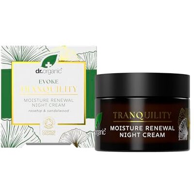 Dr. Organic Dr Organic Evoke Tranquility Moisture Renewal Night Cream, Rich Moisturiser for Soft, Smooth Skin, with Rosehip & Sandalwood, Certified Organic, 50ml Dr. Organic Dr Organic Evoke Tranquility Moisture Renewal Night Cream, Rich Moisturiser for Soft, Smooth Skin, with Rosehip & Sandalwood, Certified Organic, 50ml