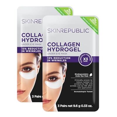 Skin Republic Collagen Eye Patches for Younger Looking Eyes Helps with Fine Lines and Wrinkles Reduces Dark Circles & Undereye Bags Made in Korea Pack of 2 6 Pairs of Eye Patches Skin Republic Collagen Eye Patches for Younger Looking Eyes Helps with Fine Lines and Wrinkles Reduces Dark Circles & Undereye Bags Made in Korea Pack of 2 6 Pairs of Eye Patches