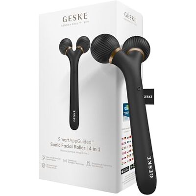 GESKE SmartAppGuided™ Sonic Facial Roller 4 in 1 Derma Roller Facial dermasmooth stimulator professional facial roller for skincare and beauty routine GESKE SmartAppGuided™ Sonic Facial Roller 4 in 1 Derma Roller Facial dermasmooth stimulator professional facial roller for skincare and beauty routine