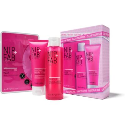 Nip+Fab Nip + Fab Clear The Decks Kit – 3-Step Salicylic Acid Skincare Set for Blemish-Prone Skin – Includes Gel Cleanser, Facial Scrub & Sheet Mask – With Allantoin & Hyaluronic Acid Nip+Fab Nip + Fab Clear The Decks Kit – 3-Step Salicylic Acid Skincare Set for Blemish-Prone Skin – Includes Gel Cleanser, Facial Scrub & Sheet Mask – With Allantoin & Hyaluronic Acid