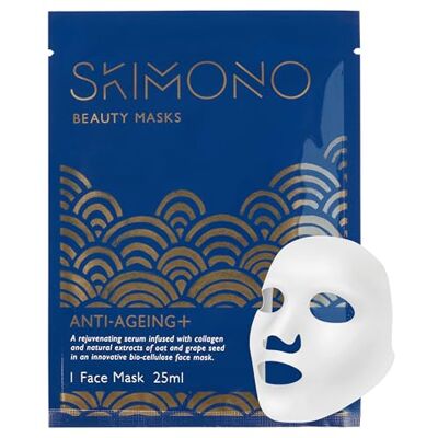 SKIMONO Anti-Ageing Collagen Face Mask (1 Pack) Bio-Cellulose Collagen Sheet Face Mask, Powerful Hydrating Sheet Mask with Oat & Grapeseed SKIMONO Anti-Ageing Collagen Face Mask (1 Pack) Bio-Cellulose Collagen Sheet Face Mask, Powerful Hydrating Sheet Mask with Oat & Grapeseed