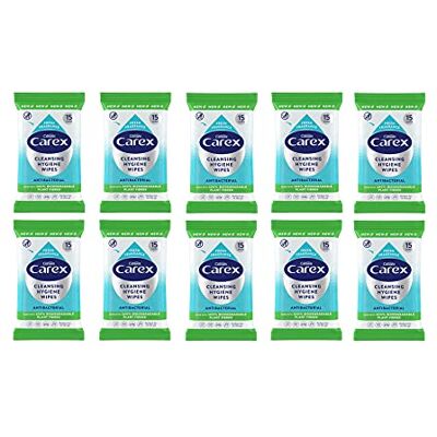 CAREX Antibacterial Original Biodegradeable Wipes, Cleans, Cares and Protects, Bulk Buy, Pack of 10 x 15 Wipes CAREX Antibacterial Original Biodegradeable Wipes, Cleans, Cares and Protects, Bulk Buy, Pack of 10 x 15 Wipes
