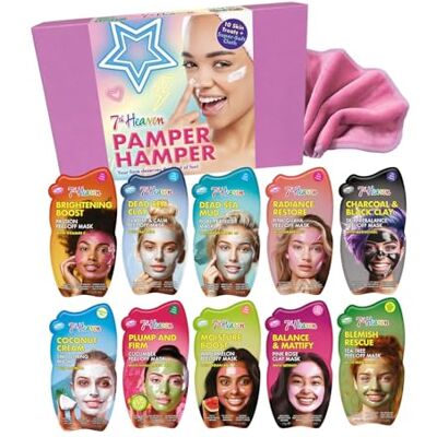 7th Heaven Luxury Pamper Hamper 10 Face Masks & Spatula Beauty Gift Set for Women Skincare Set with Peel-Off, Clay & Hydrating Masks Spa Experience at Home Skin Care 7th Heaven Luxury Pamper Hamper 10 Face Masks & Spatula Beauty Gift Set for Women Skincare Set with Peel-Off, Clay & Hydrating Masks Spa Experience at Home Skin Care