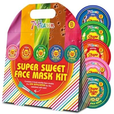 7th Heaven x Chupa Chups Super Sweet Face Mask Kit with Applicator 5 Fun Masks Including Strawberry Cream & Watermelon Jelly to Hydrate, Exfoliate and Refresh Skin 7th Heaven x Chupa Chups Super Sweet Face Mask Kit with Applicator 5 Fun Masks Including Strawberry Cream & Watermelon Jelly to Hydrate, Exfoliate and Refresh Skin