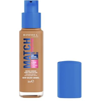 Rimmel Match Perfection Foundation, 403W Golden Caramel, Invisible Coverage, Pore-blurring, Medium coverage. Visibly perfected skin. SPF20, 30ml, Cruelty Free Rimmel Match Perfection Foundation, 403W Golden Caramel, Invisible Coverage, Pore-blurring, Medium coverage. Visibly perfected skin. SPF20, 30ml, Cruelty Free