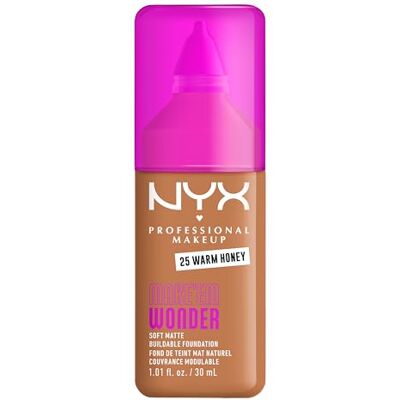 NYX PROFESSIONAL MAKEUP Foundation Make 'EM Wonder Shade: 25 Warm Honey Up to 24 Hour Soft Matte Foundation, Undetectable Finish, Waterproof, Sweat and Transfer Resistant, Undetectable Finish NYX PROFESSIONAL MAKEUP Foundation Make 'EM Wonder Shade: 25 Warm Honey Up to 24 Hour Soft Matte Foundation, Undetectable Finish, Waterproof, Sweat and Transfer Resistant, Undetectable Finish