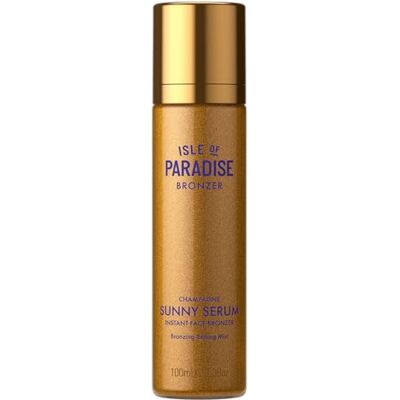 Isle of Paradise Sunny Serum Bronzing Setting Mist, Champagne, 100 mL Hydrating Instant Face Bronzer, with Vitamin B5, Spray Under or Over Makeup, Non-Greasy, Light Feel, Radiant Glow, Wash-Off Isle of Paradise Sunny Serum Bronzing Setting Mist, Champagne, 100 mL Hydrating Instant Face Bronzer, with Vitamin B5, Spray Under or Over Makeup, Non-Greasy, Light Feel, Radiant Glow, Wash-Off