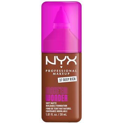 NYX PROFESSIONAL MAKEUP Foundation Make 'EM Wonder Shade: 36 Deep Rich Up to 24 Hour Soft Matte Foundation, Undetectable Finish, Waterproof, Sweat and Transfer Resistant, Undetectable Finish NYX PROFESSIONAL MAKEUP Foundation Make 'EM Wonder Shade: 36 Deep Rich Up to 24 Hour Soft Matte Foundation, Undetectable Finish, Waterproof, Sweat and Transfer Resistant, Undetectable Finish