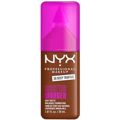 NYX PROFESSIONAL MAKEUP Foundation Make 'EM Wonder Shade: 37 Deep Truffle Up to 24 Hour Soft Matte Foundation, Undetectable Finish, Waterproof, Sweat and Transfer Resistant, Undetectable Finish NYX PROFESSIONAL MAKEUP Foundation Make 'EM Wonder Shade: 37 Deep Truffle Up to 24 Hour Soft Matte Foundation, Undetectable Finish, Waterproof, Sweat and Transfer Resistant, Undetectable Finish