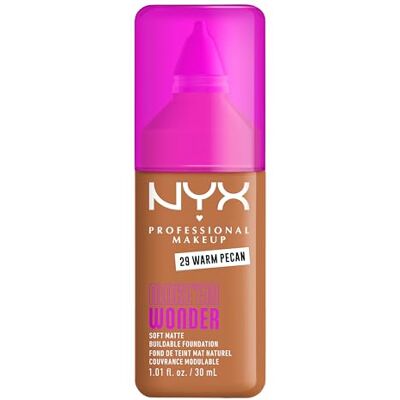 NYX PROFESSIONAL MAKEUP Foundation Make 'EM Wonder Shade: 29 Warm Pecan Up to 24 Hour Soft Matte Foundation, Undetectable Finish, Waterproof, Sweat and Transfer Resistant, Undetectable Finish NYX PROFESSIONAL MAKEUP Foundation Make 'EM Wonder Shade: 29 Warm Pecan Up to 24 Hour Soft Matte Foundation, Undetectable Finish, Waterproof, Sweat and Transfer Resistant, Undetectable Finish