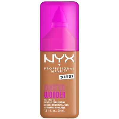 NYX PROFESSIONAL MAKEUP Foundation Make 'EM Wonder Shade: 24 Golden Up to 24 Hour Soft Matte Foundation, Undetectable Finish, Waterproof, Sweat and Transfer Resistant, Undetectable Finish NYX PROFESSIONAL MAKEUP Foundation Make 'EM Wonder Shade: 24 Golden Up to 24 Hour Soft Matte Foundation, Undetectable Finish, Waterproof, Sweat and Transfer Resistant, Undetectable Finish
