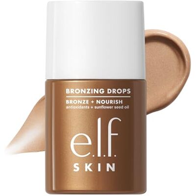 e.l.f. SKIN Bronzing Drops, Liquid Bronzer For Face & Skin, Creates A Sun-Kissed Glow, Infused With Vitamin E, Vegan & Cruelty-Free, Fair Gold e.l.f. SKIN Bronzing Drops, Liquid Bronzer For Face & Skin, Creates A Sun-Kissed Glow, Infused With Vitamin E, Vegan & Cruelty-Free, Fair Gold