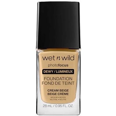 Wet n Wild Photo Focus Dewy Foundation, Hydrating Liquid Foundation for Normal to Dry Skin, Flash-Proof No White Cast, Buildable Radiant Finish, Cream Beige Wet n Wild Photo Focus Dewy Foundation, Hydrating Liquid Foundation for Normal to Dry Skin, Flash-Proof No White Cast, Buildable Radiant Finish, Cream Beige