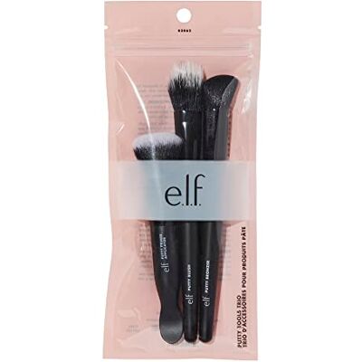 e.l.f. Putty Tools Trio, Set Of 3 Face Makeup Brushes For Putty Products, Helps You Easily Blend Putty Primer, Blush Vegan & Cruelty-Free Black Color e.l.f. Putty Tools Trio, Set Of 3 Face Makeup Brushes For Putty Products, Helps You Easily Blend Putty Primer, Blush Vegan & Cruelty-Free Black Color