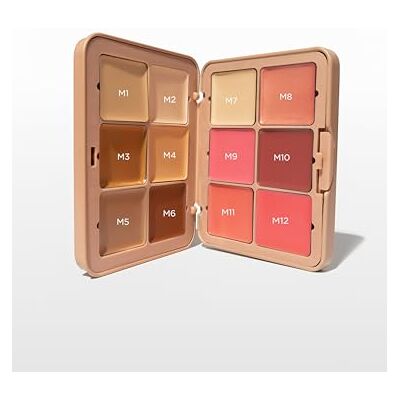 SOSU Cosmetics Complete Canvas Complexion Palette, 12 Ultra-Blendable Cream Shades, Medium Complexion, Base Contour Blush Highlight SOSU Cosmetics Complete Canvas Complexion Palette, 12 Ultra-Blendable Cream Shades, Medium Complexion, Base Contour Blush Highlight