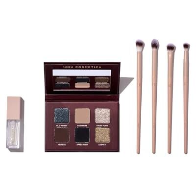 SOSU Cosmetics All Eyes on You Collection, Eyeshadow Palette with 4 Brushes and Lip Oil Gift Set SOSU Cosmetics All Eyes on You Collection, Eyeshadow Palette with 4 Brushes and Lip Oil Gift Set