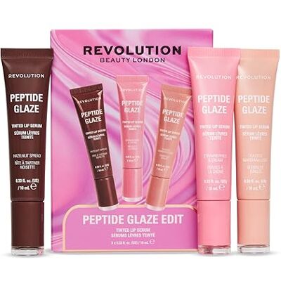 Revolution Beauty London Revolution Peptide Glaze Edit, Tinted Lip Serum Trio, Gift Set Makeup Set, 3 Full-Size Hydrating Balms with Hyaluronic Acid & Peptides for Soft Lips, Stocking Filler, Vegan & Cruelty-Free Revolution Beauty London Revolution Peptide Glaze Edit, Tinted Lip Serum Trio, Gift Set Makeup Set, 3 Full-Size Hydrating Balms with Hyaluronic Acid & Peptides for Soft Lips, Stocking Filler, Vegan & Cruelty-Free