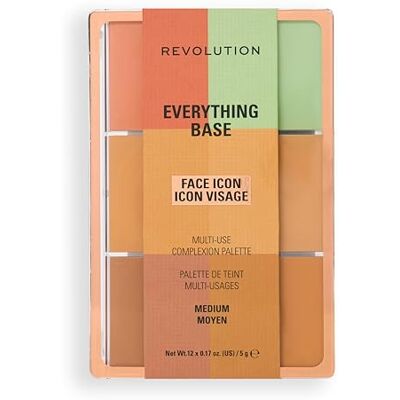 Revolution Beauty London Revolution Everything Base Face Icon Complexion Palette, All-In-One Makeup for Eyes, Face, and Lips, Use as Foundation or as a Base, Medium, 5g Revolution Beauty London Revolution Everything Base Face Icon Complexion Palette, All-In-One Makeup for Eyes, Face, and Lips, Use as Foundation or as a Base, Medium, 5g