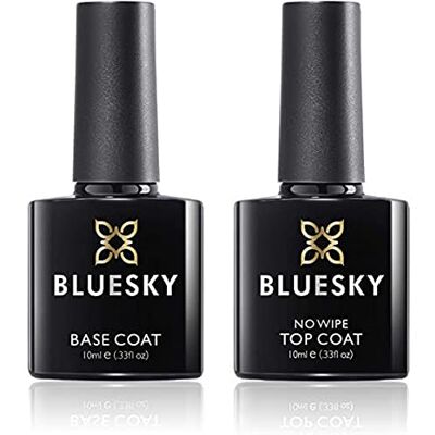 BLUESKY Gel Nail Polish Set, 9th Anniversary Set 1, Base Coat and No Wipe Top Coat, Long Lasting, Shiny, High Gloss Finish, Clear 2 x 10 ml (Requires Curing Under LED UV Lamp) BLUESKY Gel Nail Polish Set, 9th Anniversary Set 1, Base Coat and No Wipe Top Coat, Long Lasting, Shiny, High Gloss Finish, Clear 2 x 10 ml (Requires Curing Under LED UV Lamp)