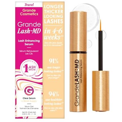 Grande Cosmetics GrandeLASH-MD Lash Enhancing Serum Peptide & Vitamin Infused Formula for Longer, Thicker, Fuller Looking Lashes Ophthalmologist Tested, Cruelty-Free, 6-Week Starter Supply (1 mL) Grande Cosmetics GrandeLASH-MD Lash Enhancing Serum Peptide & Vitamin Infused Formula for Longer, Thicker, Fuller Looking Lashes Ophthalmologist Tested, Cruelty-Free, 6-Week Starter Supply (1 mL)