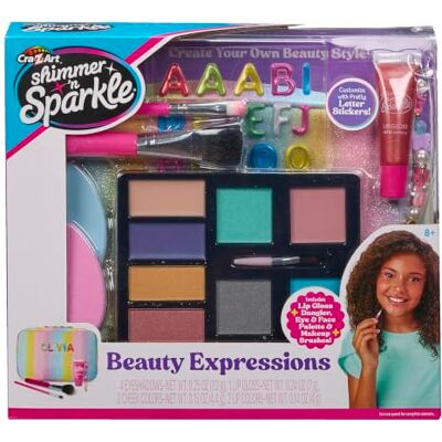 CRA-Z-ART Shimmer N Sparkle Beauty Expressions Tween Makeup Case with Palette, Brushes, Lip Gloss & Customisable Stickers CRA-Z-ART Shimmer N Sparkle Beauty Expressions Tween Makeup Case with Palette, Brushes, Lip Gloss & Customisable Stickers
