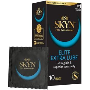 SKYN Elite Extra Lube Condoms, Pack of 10 – Ultra-Thin, Lubricated Latex-Free Condoms with Extra-Silky Lubricant SKYN Elite Extra Lube Condoms, Pack of 10 – Ultra-Thin, Lubricated Latex-Free Condoms with Extra-Silky Lubricant