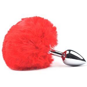 BeHorny Fluffy Bunny Tail Butt Plug, Red, (173MPJ-018-C) BeHorny Fluffy Bunny Tail Butt Plug, Red, (173MPJ-018-C)