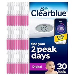 Clearblue 30 Digital Ovulation Tests, Digital Results Vs Visual Ovulation Test Strips, Find Your 2 Peak Days, Get Pregnant Faster, Accurate LH Test, Easy to Use, Free Period Cycle Tracker App Clearblue 30 Digital Ovulation Tests, Digital Results Vs Visual Ovulation Test Strips, Find Your 2 Peak Days, Get Pregnant Faster, Accurate LH Test, Easy to Use, Free Period Cycle Tracker App
