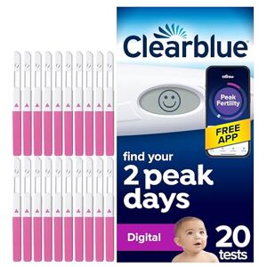Clearblue 20 Digital Ovulation Tests, Digital Results Vs Visual Ovulation Test Strips, Find Your 2 Peak Days, Get Pregnant Faster, Accurate LH Test, Easy to Use, Free Period Cycle Tracker App Clearblue 20 Digital Ovulation Tests, Digital Results Vs Visual Ovulation Test Strips, Find Your 2 Peak Days, Get Pregnant Faster, Accurate LH Test, Easy to Use, Free Period Cycle Tracker App