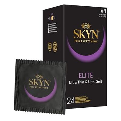 SKYN Elite (Pack of 24): Ultra-Thin Latex Free Condoms for Men, Regular Size Condoms, FEEL Technology, Smooth Surface, Lubricated, 53mm Nominal Width SKYN Elite (Pack of 24): Ultra-Thin Latex Free Condoms for Men, Regular Size Condoms, FEEL Technology, Smooth Surface, Lubricated, 53mm Nominal Width