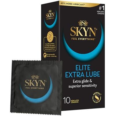 SKYN Elite Extra Lube Condoms, Pack of 10 – Ultra-Thin, Lubricated Latex-Free Condoms with Extra-Silky Lubricant SKYN Elite Extra Lube Condoms, Pack of 10 – Ultra-Thin, Lubricated Latex-Free Condoms with Extra-Silky Lubricant