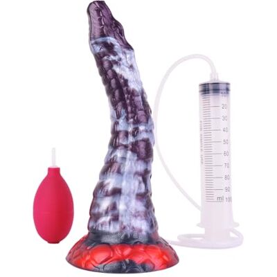 BeHorny Squirting Dildo Sex Toy, Liquid Silicone Alien/Fido/Animal Dildo with Suction Cup, Pump & Syringe Included BeHorny Squirting Dildo Sex Toy, Liquid Silicone Alien/Fido/Animal Dildo with Suction Cup, Pump & Syringe Included