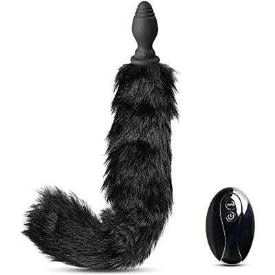 BeHorny Animal Tail Butt Plug 10 Speeds Remote Control Rechargeable Vibrating Butt Plug, Black BeHorny Animal Tail Butt Plug 10 Speeds Remote Control Rechargeable Vibrating Butt Plug, Black