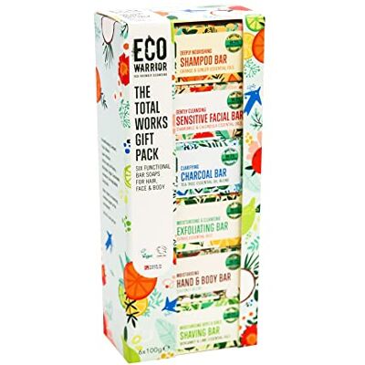 Little Soap Company Eco Warrior Total Works Gift Pack Shampoo Bar, Sensitive Face Bar, Hand & Body, Charcoal, Exfoliating and Shaving Soap Natural, Eco Friendly, Vegan, Cruelty Free Soap Bars, 100g (Pack of 6) Little Soap Company Eco Warrior Total Works Gift Pack Shampoo Bar, Sensitive Face Bar, Hand & Body, Charcoal, Exfoliating and Shaving Soap Natural, Eco Friendly, Vegan, Cruelty Free Soap Bars, 100g (Pack of 6)