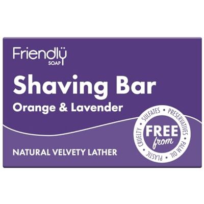 Friendly Soap Naked & Natural Orange & Lavender Shaving Bars (7 x 95g), Sensitive Skin Shaving Bar, Gentle, Plant-Based, Cruelty-Free, No Preservatives or Sulphates, Zero Waste Shaving Bar Friendly Soap Naked & Natural Orange & Lavender Shaving Bars (7 x 95g), Sensitive Skin Shaving Bar, Gentle, Plant-Based, Cruelty-Free, No Preservatives or Sulphates, Zero Waste Shaving Bar