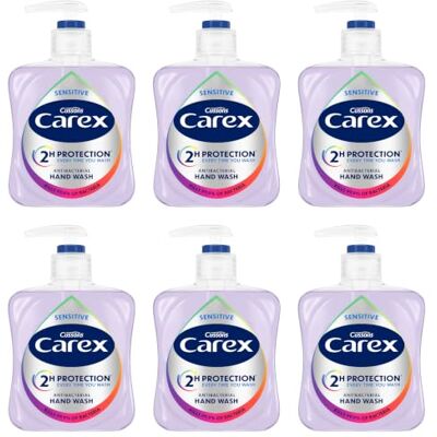 CAREX Dermacare Sensitive Antibacterial Hand Wash, Soap for Senstive Skin, Gentle and Protects Hands, Bulk Buy, Pack of 6 x 250ml CAREX Dermacare Sensitive Antibacterial Hand Wash, Soap for Senstive Skin, Gentle and Protects Hands, Bulk Buy, Pack of 6 x 250ml