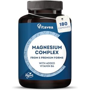 Vitavea Magnesium Complex 400mg 5 Forms of Magnesium (Bisglycinate, Citrate, Oxide, Carbonate, Liposomal) + Vitamin B6 High Absorption Energy, Muscles, Fatigue, Nervous System 180 Capsules Vitavea Magnesium Complex 400mg 5 Forms of Magnesium (Bisglycinate, Citrate, Oxide, Carbonate, Liposomal) + Vitamin B6 High Absorption Energy, Muscles, Fatigue, Nervous System 180 Capsules
