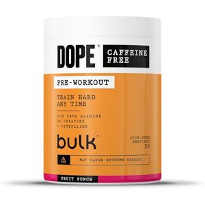 Bulk Dope Caffeine Free Pre-Workout Powder Fruit Punch 510g 30 Servings Stimulant Free 3.2g Beta Alanine 3g Creatine Citrulline & AAKG Blend Vitamin B6 Supports Power, Endurance Recovery Bulk Dope Caffeine Free Pre-Workout Powder Fruit Punch 510g 30 Servings Stimulant Free 3.2g Beta Alanine 3g Creatine Citrulline & AAKG Blend Vitamin B6 Supports Power, Endurance Recovery