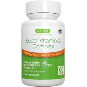 Igennus Healthcare Nutrition Igennus Super Vitamin C Complex 1000mg, High Absorption 24-Hour Action Pureway-C, Clean Ingredients, Non-Acidic & Gentle, Vegan, 60 One-A-Day Tablets Igennus Healthcare Nutrition Igennus Super Vitamin C Complex 1000mg, High Absorption 24-Hour Action Pureway-C, Clean Ingredients, Non-Acidic & Gentle, Vegan, 60 One-A-Day Tablets